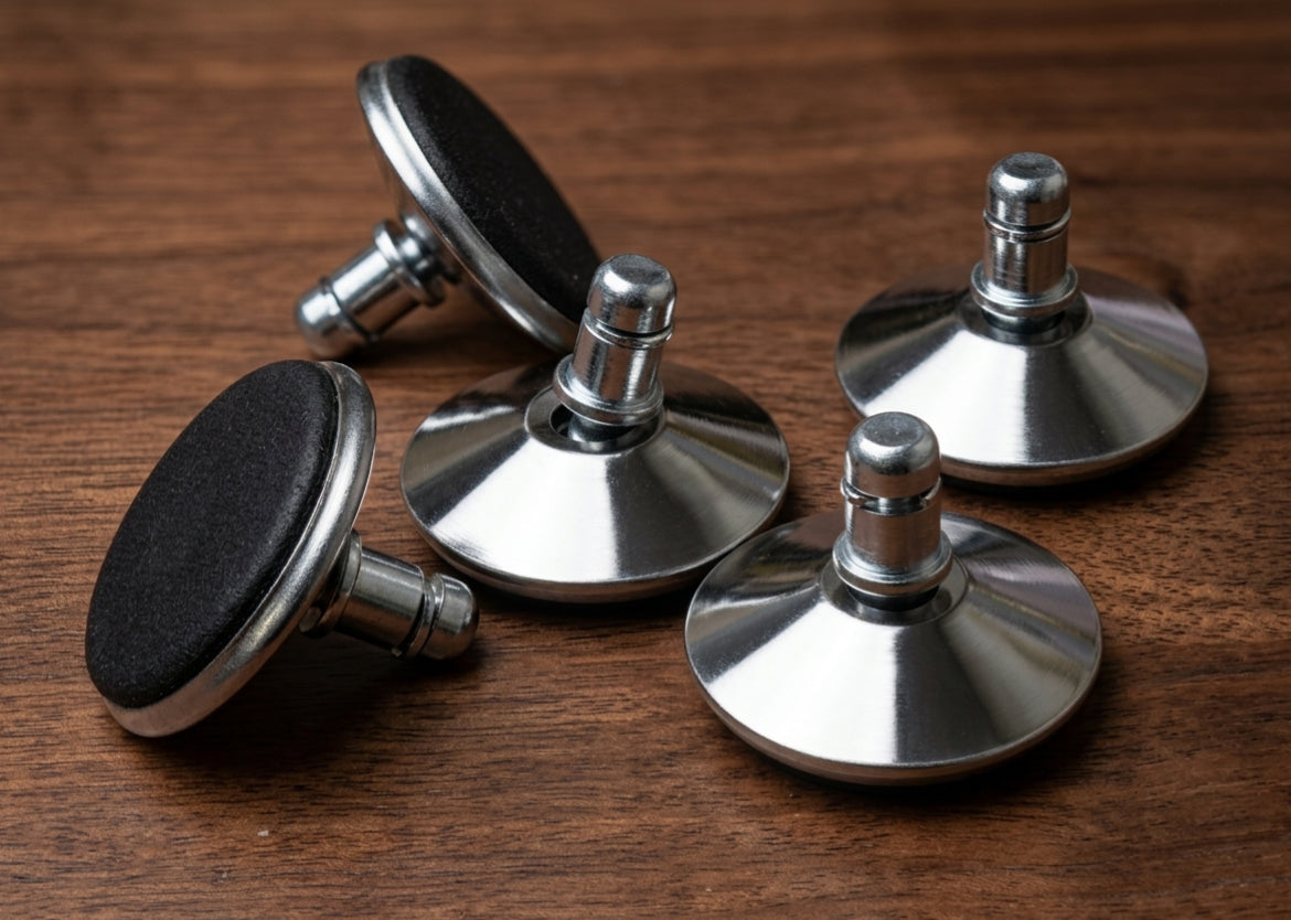 Un ensemble de 5 patins métalliques robustes en acier chromé pour pied de Base de chaise de bureau