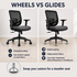 Chrome steel office chair glides, set of 5 with 11mm push-fit pin - Chair Outlet