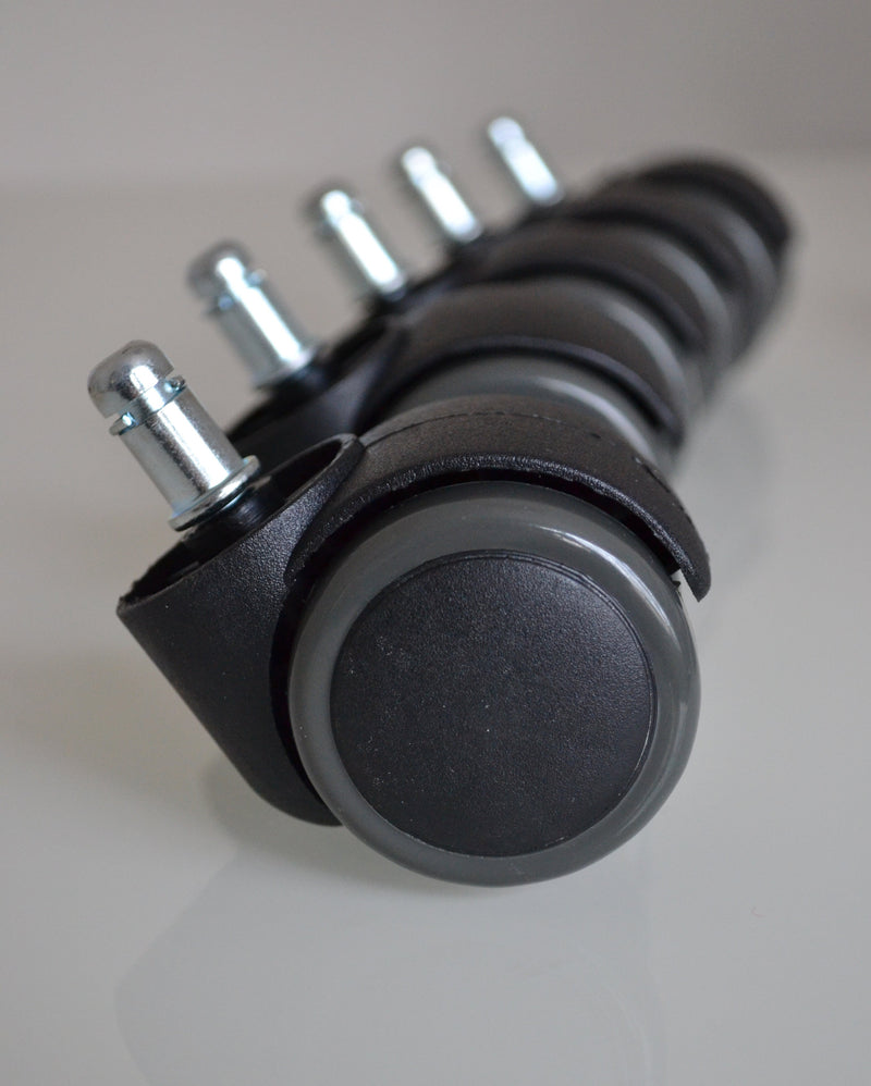 GREY Soft Replacement PU Castor Wheels for Office Chair Timber Floor - Grey trim - Chair Outlet